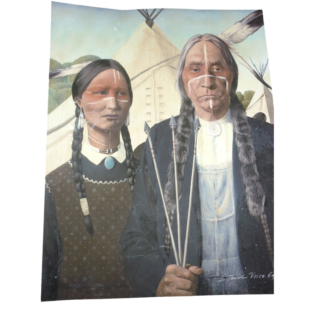 Native American Gothic Art Print‎ Thunder Voice Eagle Portrait HAND SIGNED